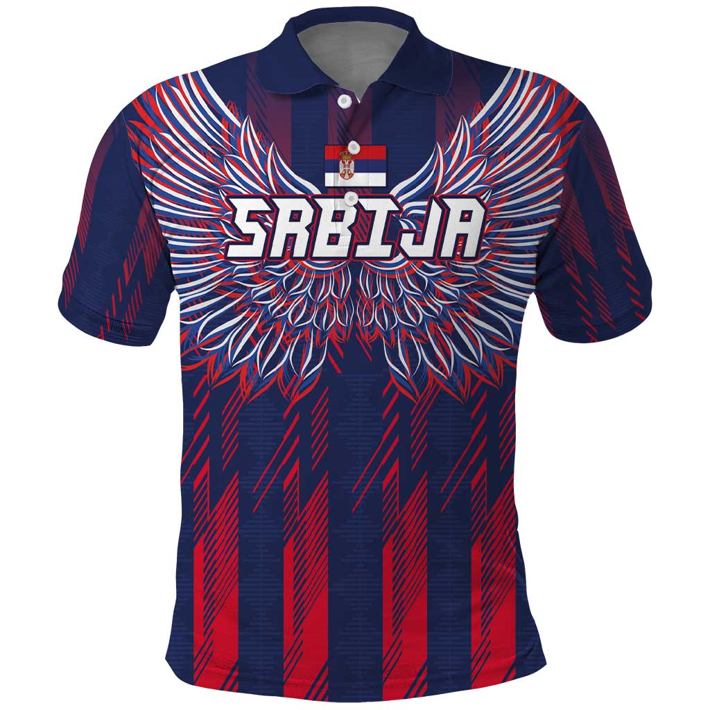 Custom Serbia Sport Fan Jersey Polo Shirt Eagle Wings with Sporty Stripes Style LT03