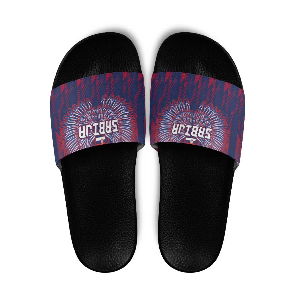 Serbia Sport Fan Jersey Slide Sandals Eagle Wings with Sporty Stripes Style LT03