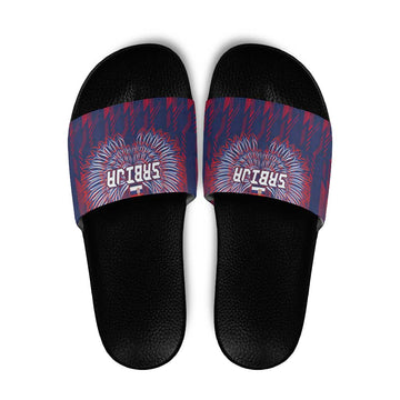 Serbia Sport Fan Jersey Slide Sandals Eagle Wings with Sporty Stripes Style LT03