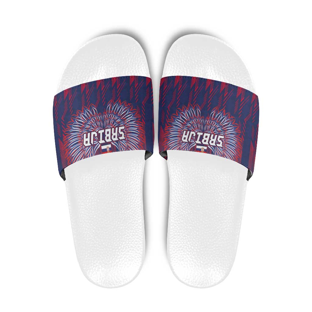 Serbia Sport Fan Jersey Slide Sandals Eagle Wings with Sporty Stripes Style LT03