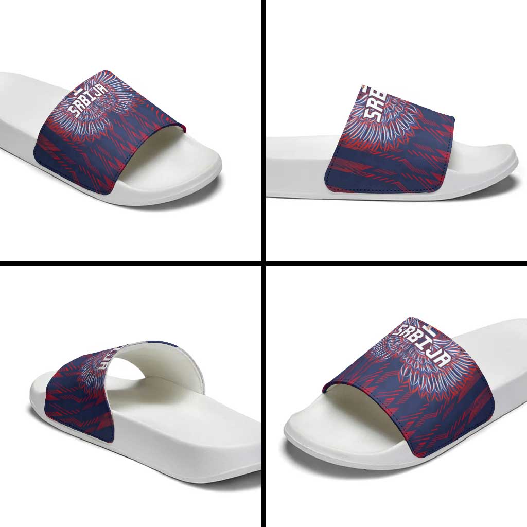 Serbia Sport Fan Jersey Slide Sandals Eagle Wings with Sporty Stripes Style LT03