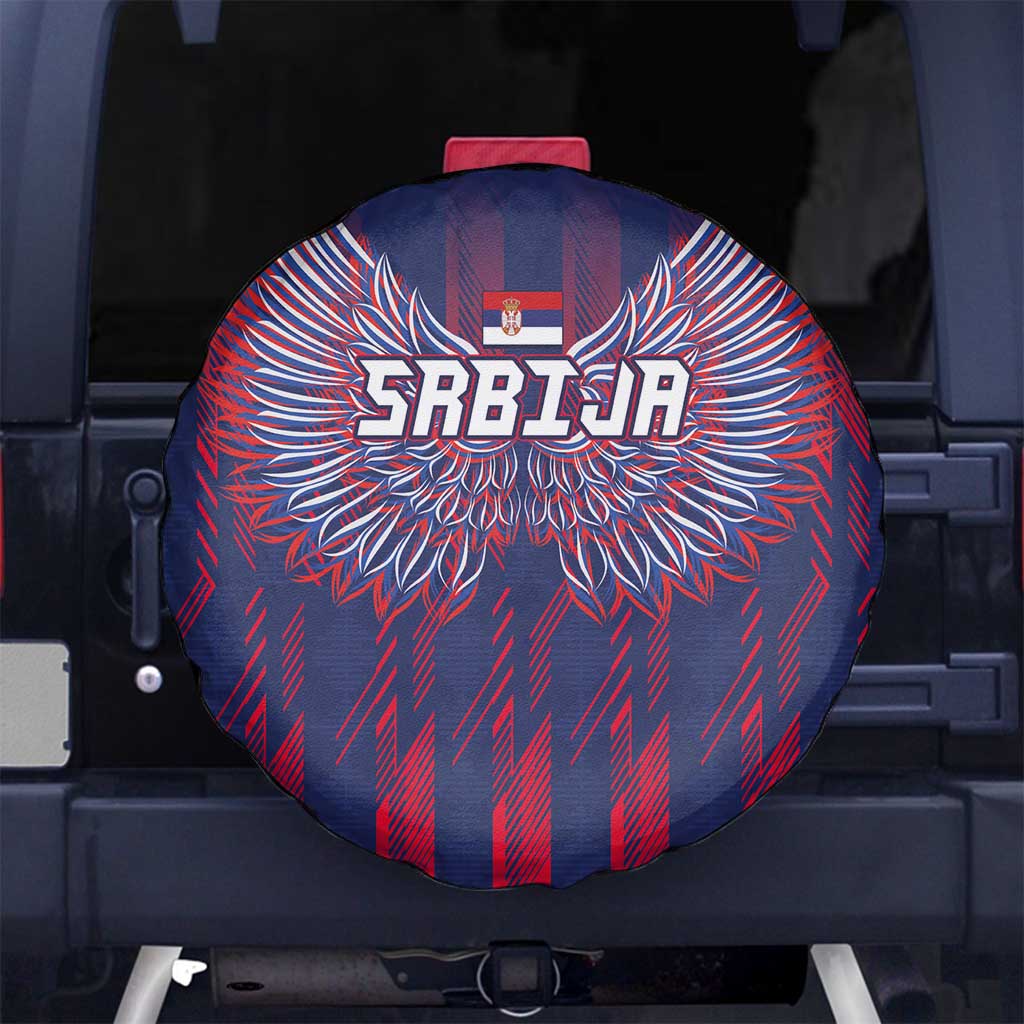 Serbia Sport Fan Jersey Spare Tire Cover Eagle Wings with Sporty Stripes Style LT03