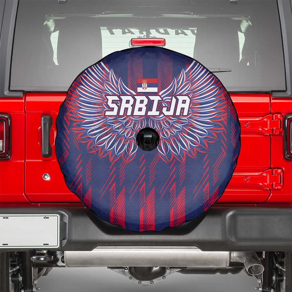 Serbia Sport Fan Jersey Spare Tire Cover Eagle Wings with Sporty Stripes Style LT03