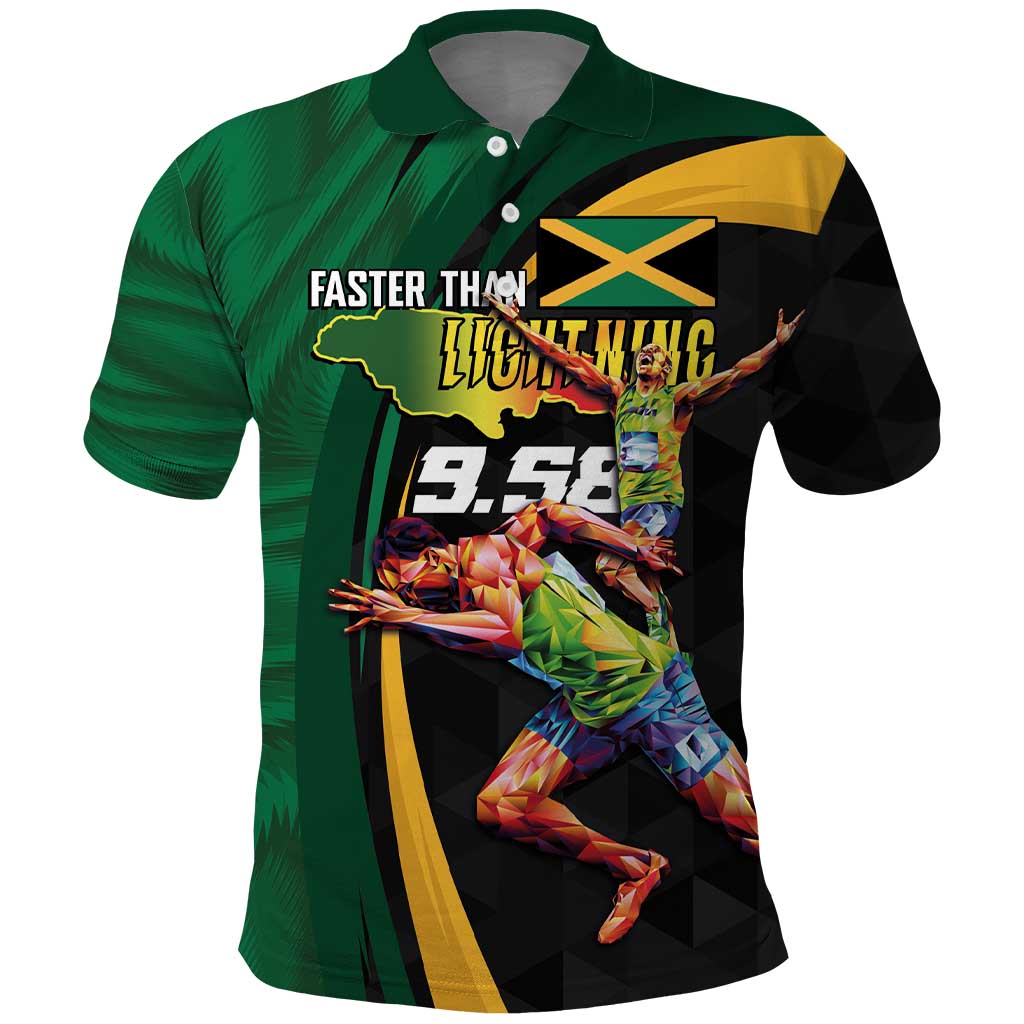 Jamaican Pride Polo Shirt 9.58 Seconds-Faster Than Lightning LT03
