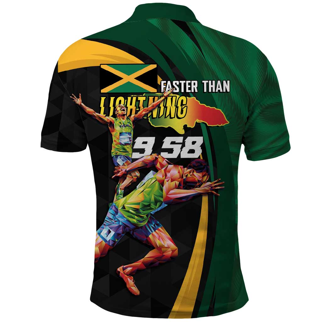 Jamaican Pride Polo Shirt 9.58 Seconds-Faster Than Lightning LT03