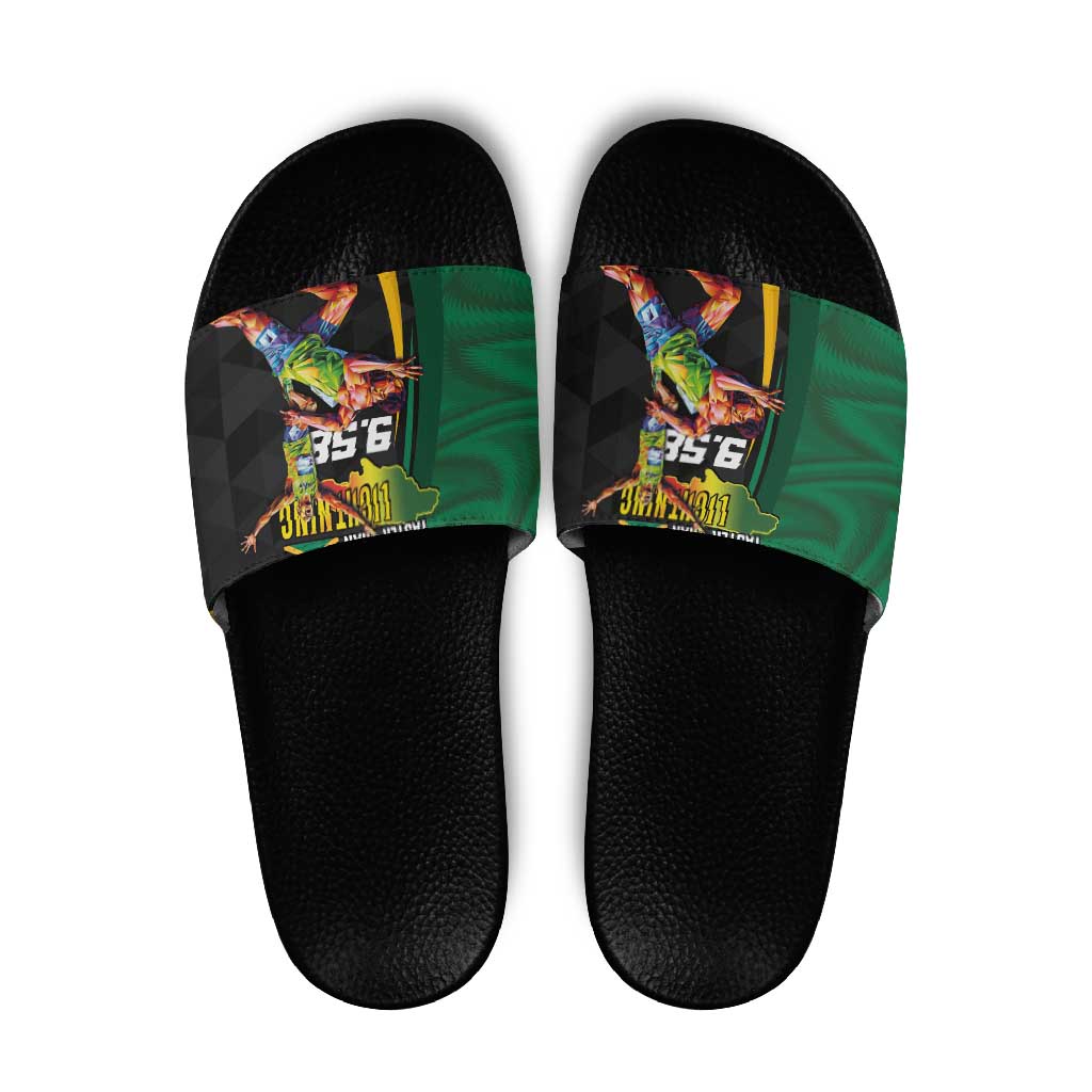 Jamaican Pride Slide Sandals 9.58 Seconds-Faster Than Lightning LT03