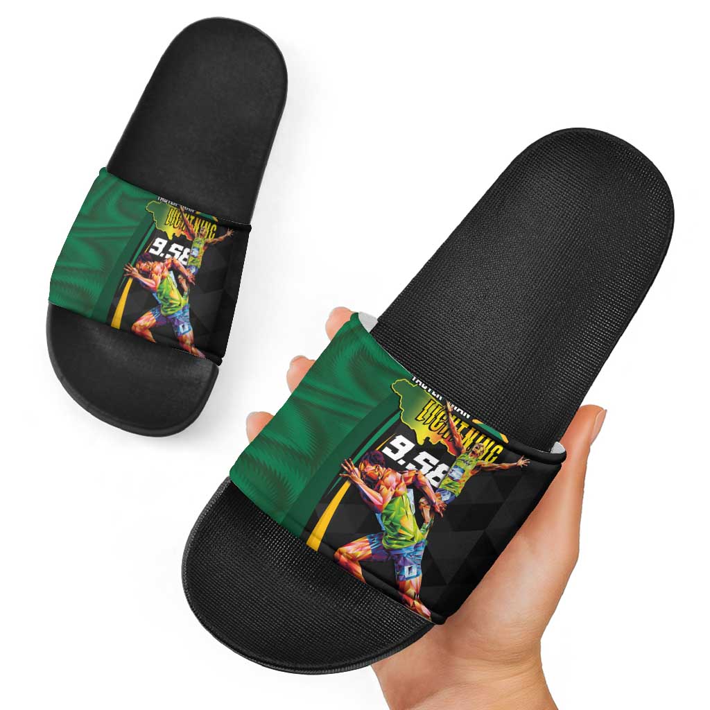 Jamaican Pride Slide Sandals 9.58 Seconds-Faster Than Lightning LT03