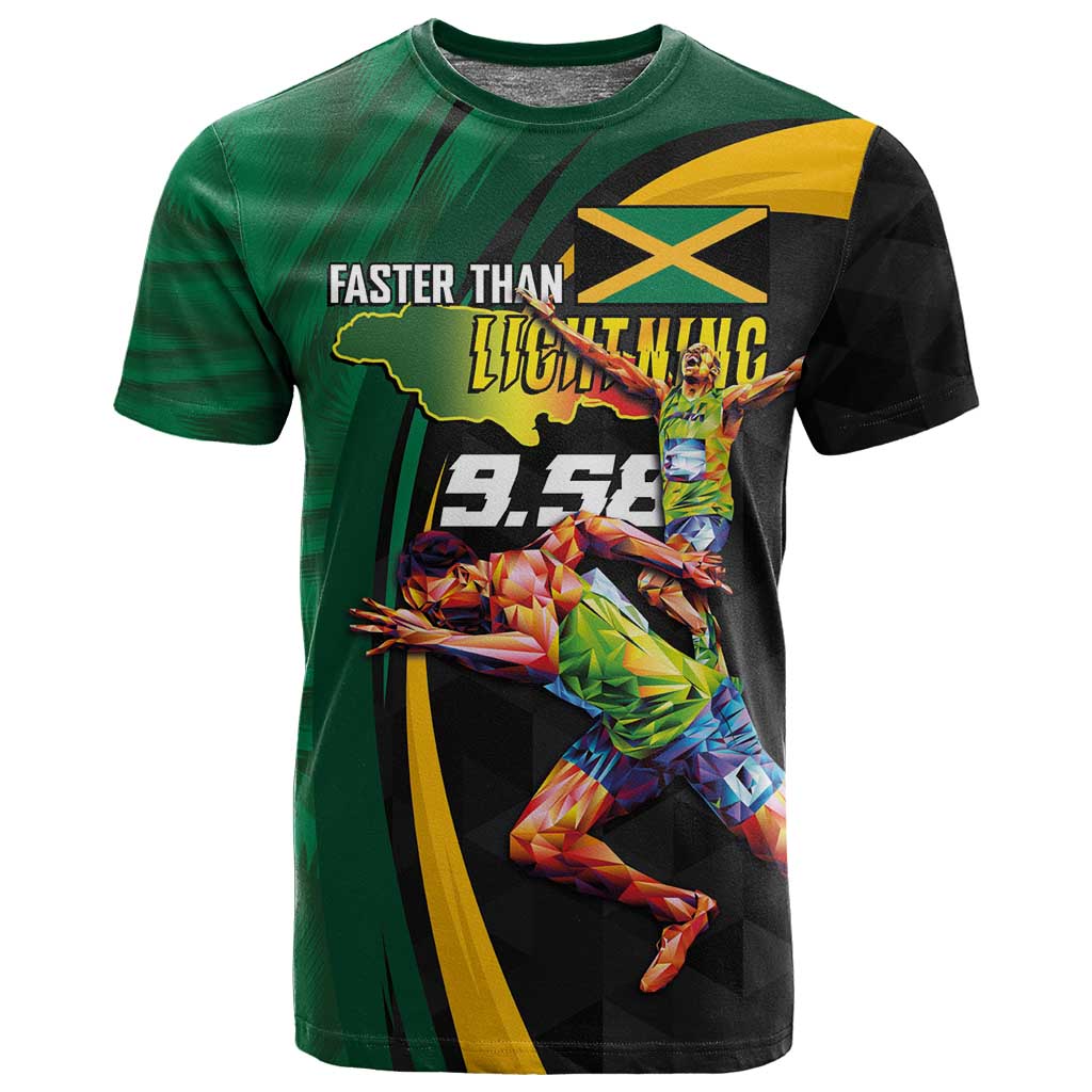 Proud of Jamaican T shirt Faster Than Lightning-9.58 Seconds LT03
