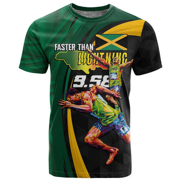 Proud of Jamaican T shirt Faster Than Lightning-9.58 Seconds LT03
