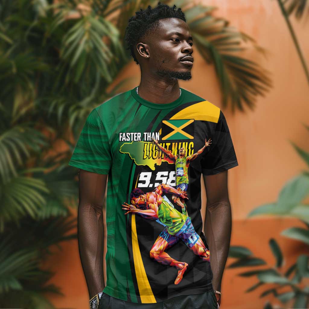 Proud of Jamaican T shirt Faster Than Lightning-9.58 Seconds LT03