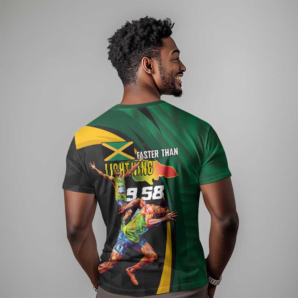 Proud of Jamaican T shirt Faster Than Lightning-9.58 Seconds LT03