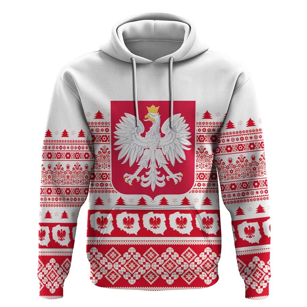 Polish Christmas Hoodie - Poland Emblem and Lachy Sadeckie Pattern LT03