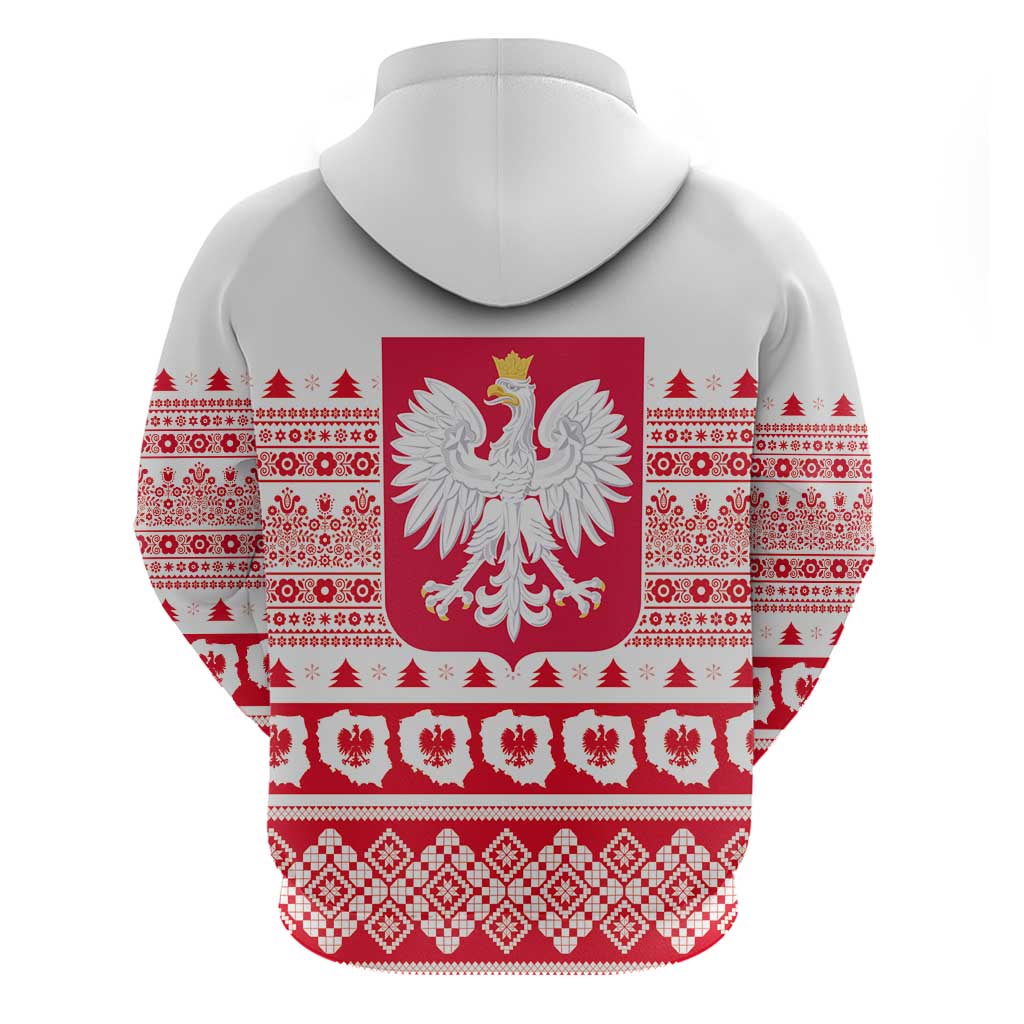Polish Christmas Hoodie - Poland Emblem and Lachy Sadeckie Pattern LT03
