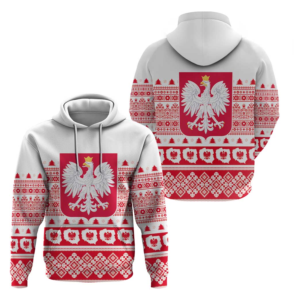 Polish Christmas Hoodie - Poland Emblem and Lachy Sadeckie Pattern LT03