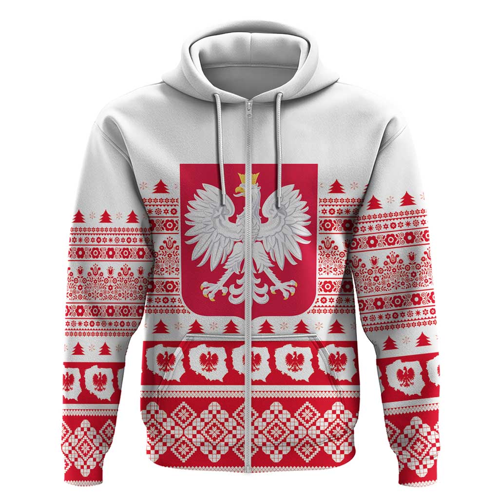 Polish Christmas Hoodie - Poland Emblem and Lachy Sadeckie Pattern LT03