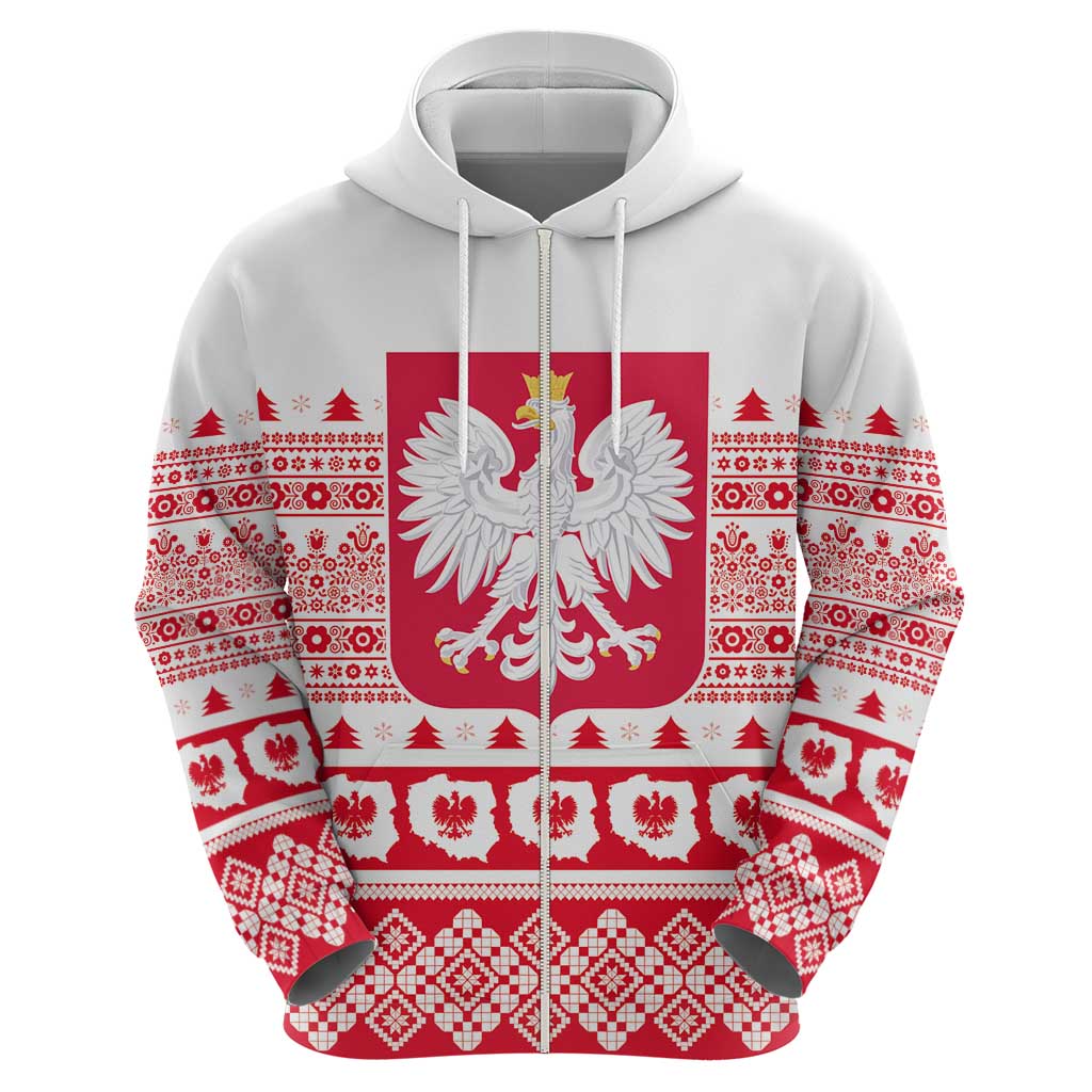 Polish Christmas Hoodie - Poland Emblem and Lachy Sadeckie Pattern LT03