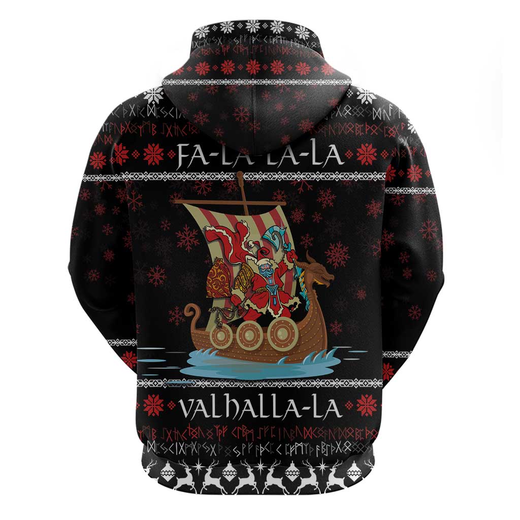 Vikings Christmas Hoodie Santa Warrior on The Viking Ship with Xmas and Snowflake Pattern LT03