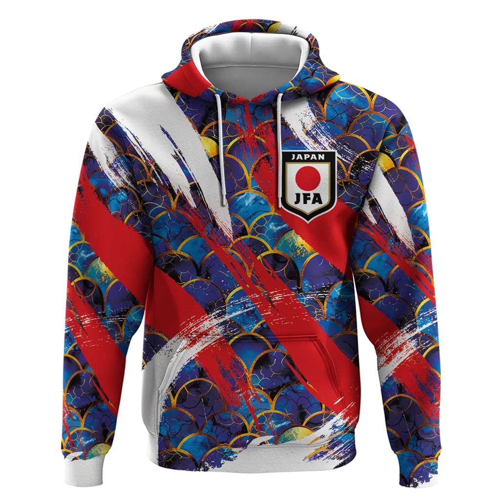 Custom Japan Football Hoodie Seigaiha and Brush Style LT03