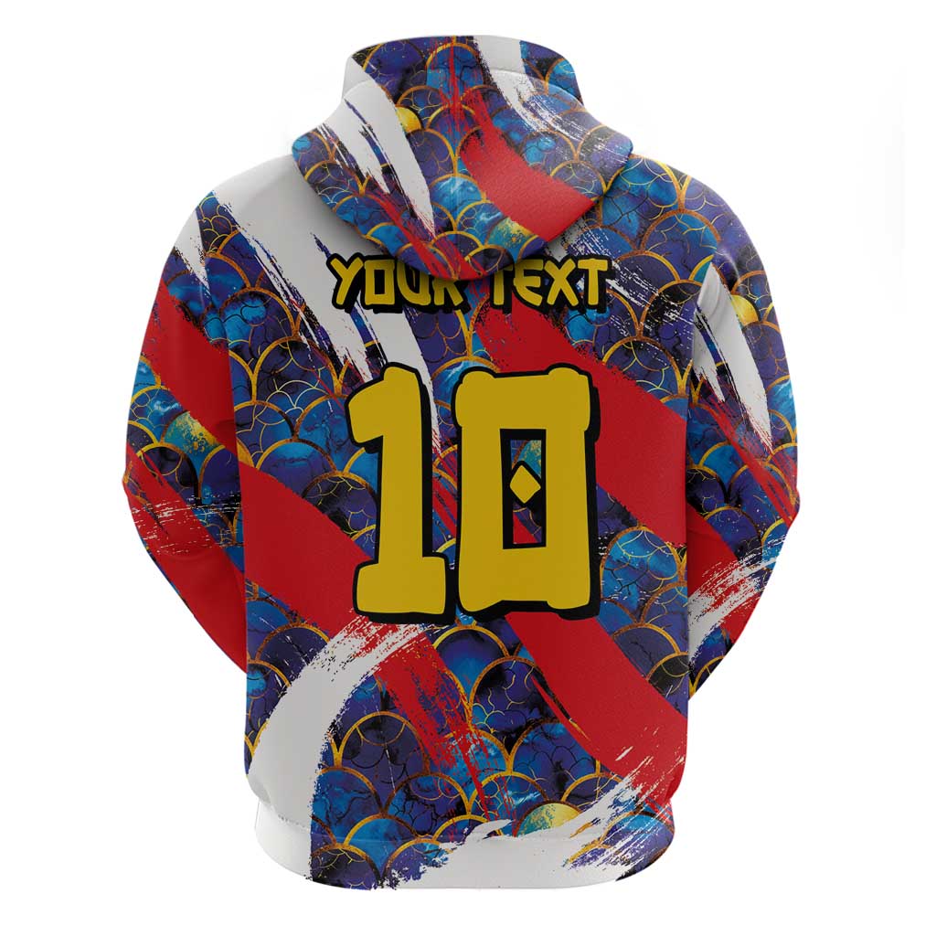 Custom Japan Football Hoodie Seigaiha and Brush Style LT03