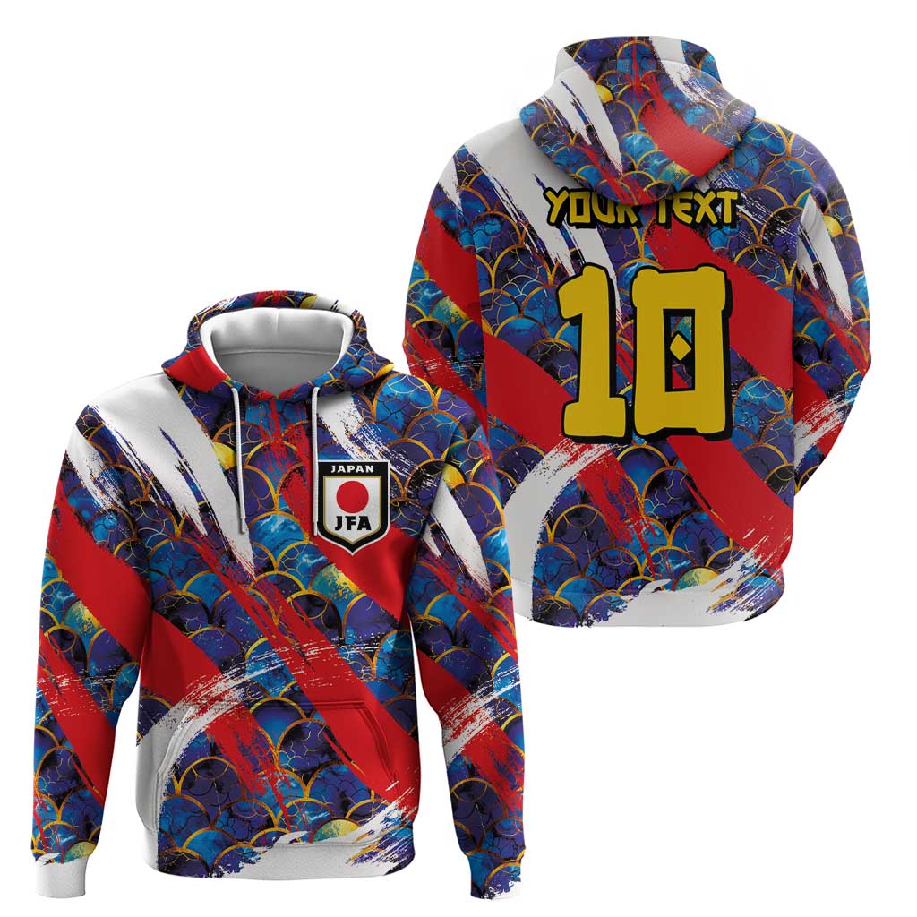 Custom Japan Football Hoodie Seigaiha and Brush Style LT03