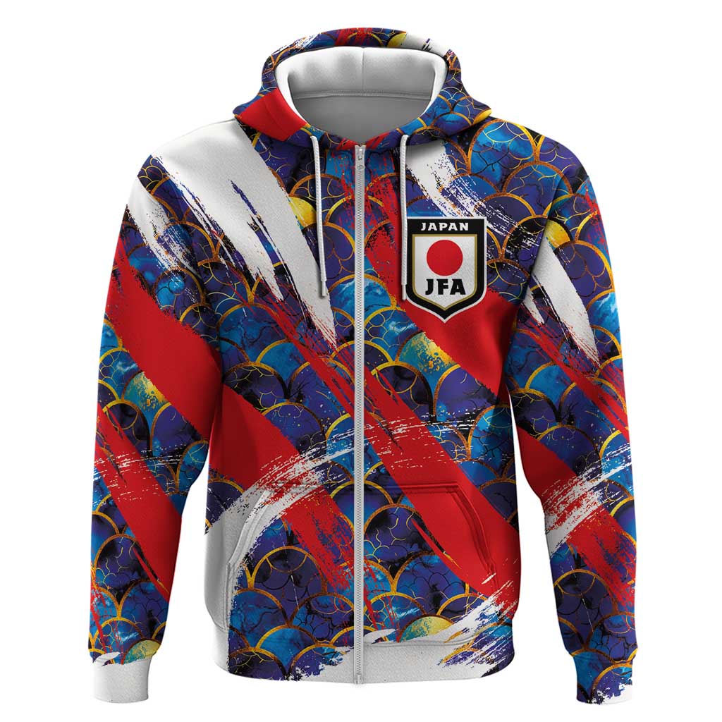 Custom Japan Football Hoodie Seigaiha and Brush Style LT03