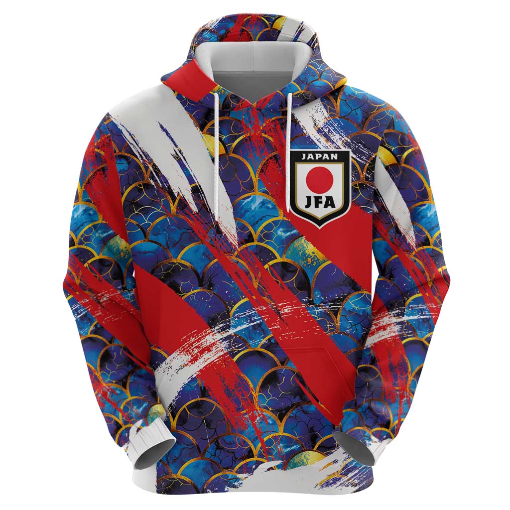 Custom Japan Football Hoodie Seigaiha and Brush Style LT03