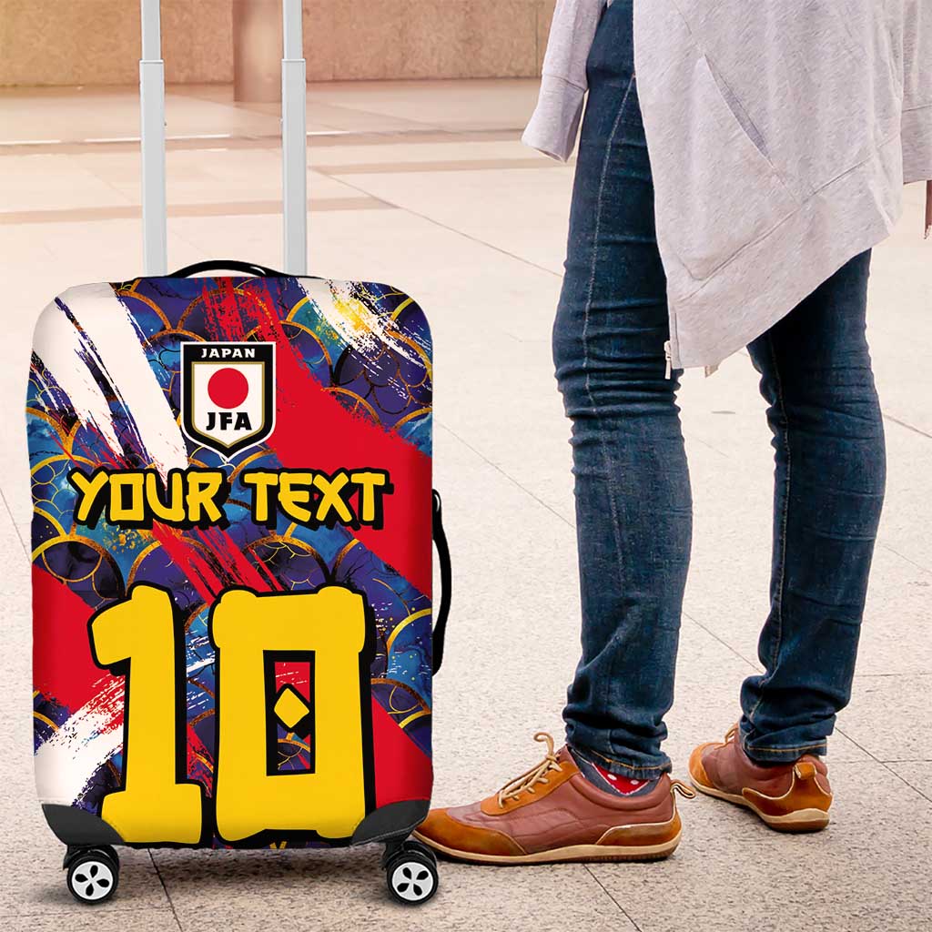 Custom Japan Football Luggage Cover Seigaiha and Brush Style LT03