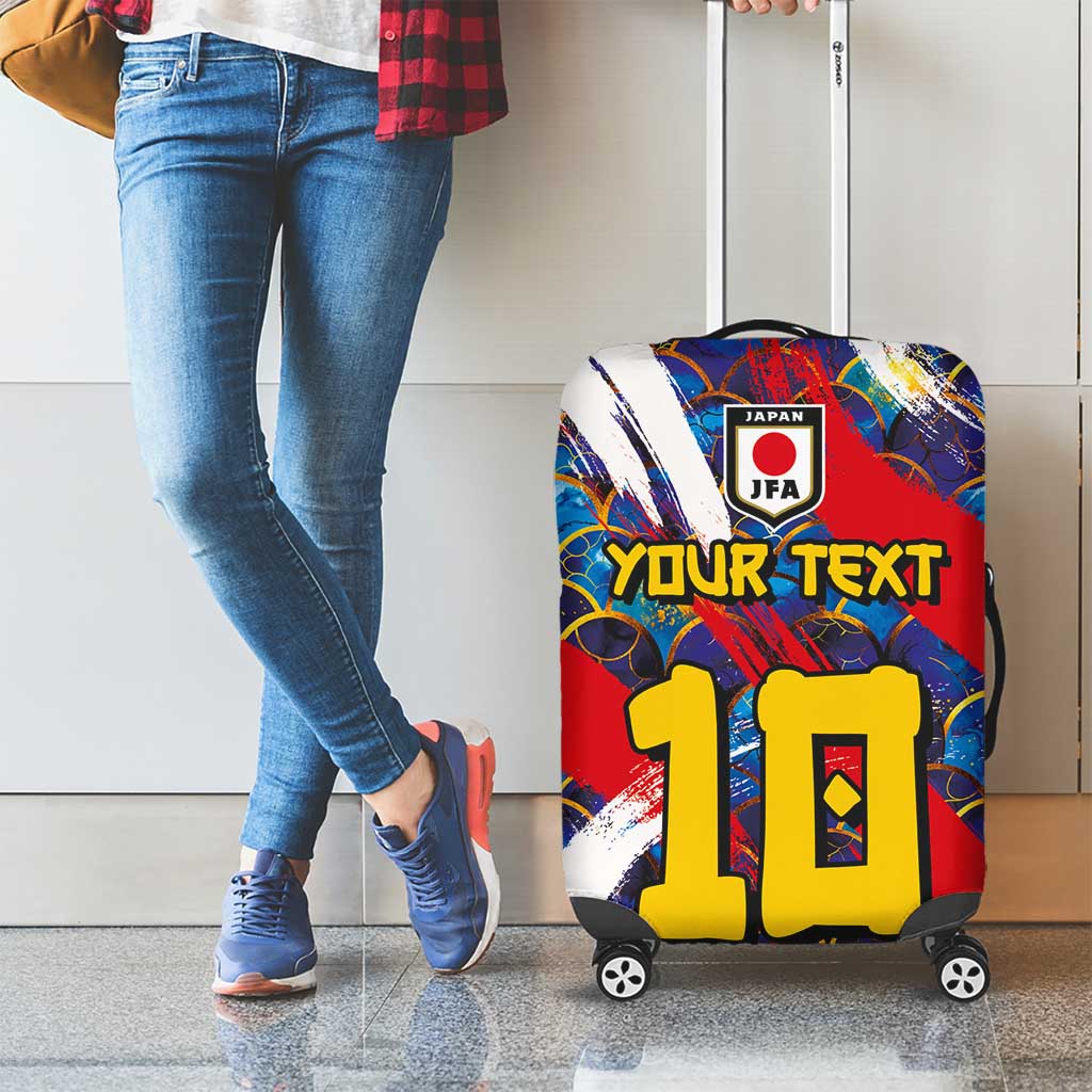 Custom Japan Football Luggage Cover Seigaiha and Brush Style LT03
