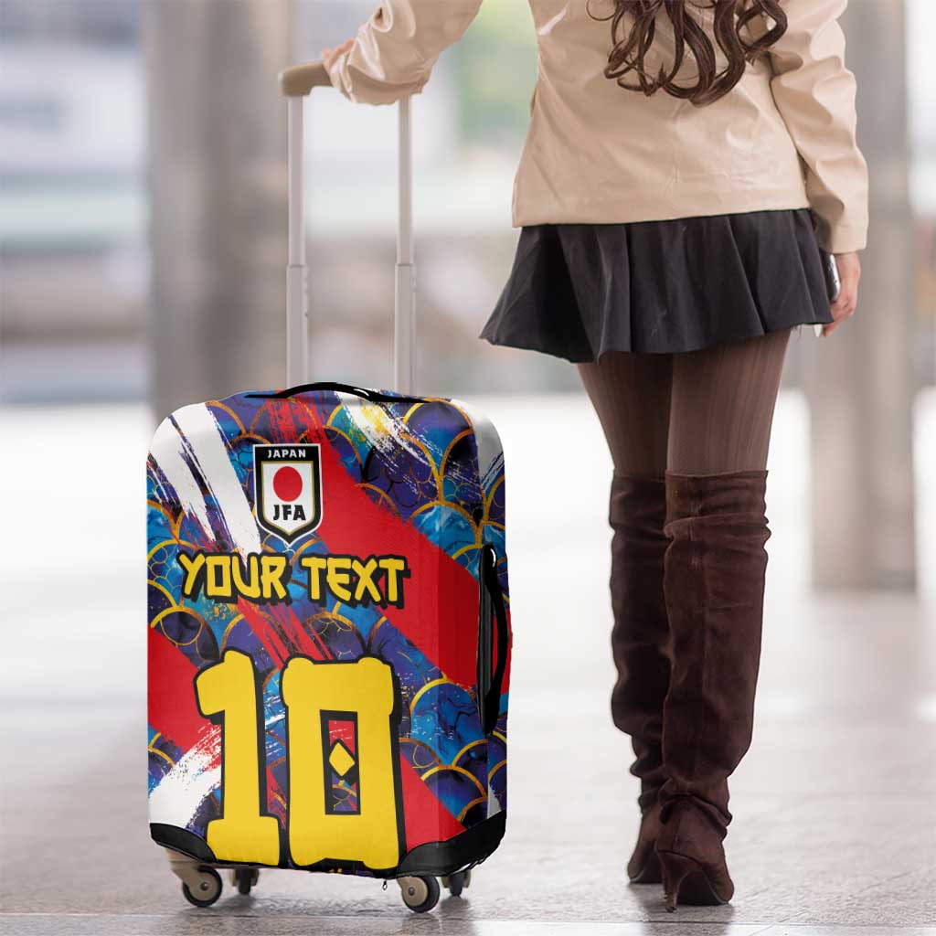 Custom Japan Football Luggage Cover Seigaiha and Brush Style LT03