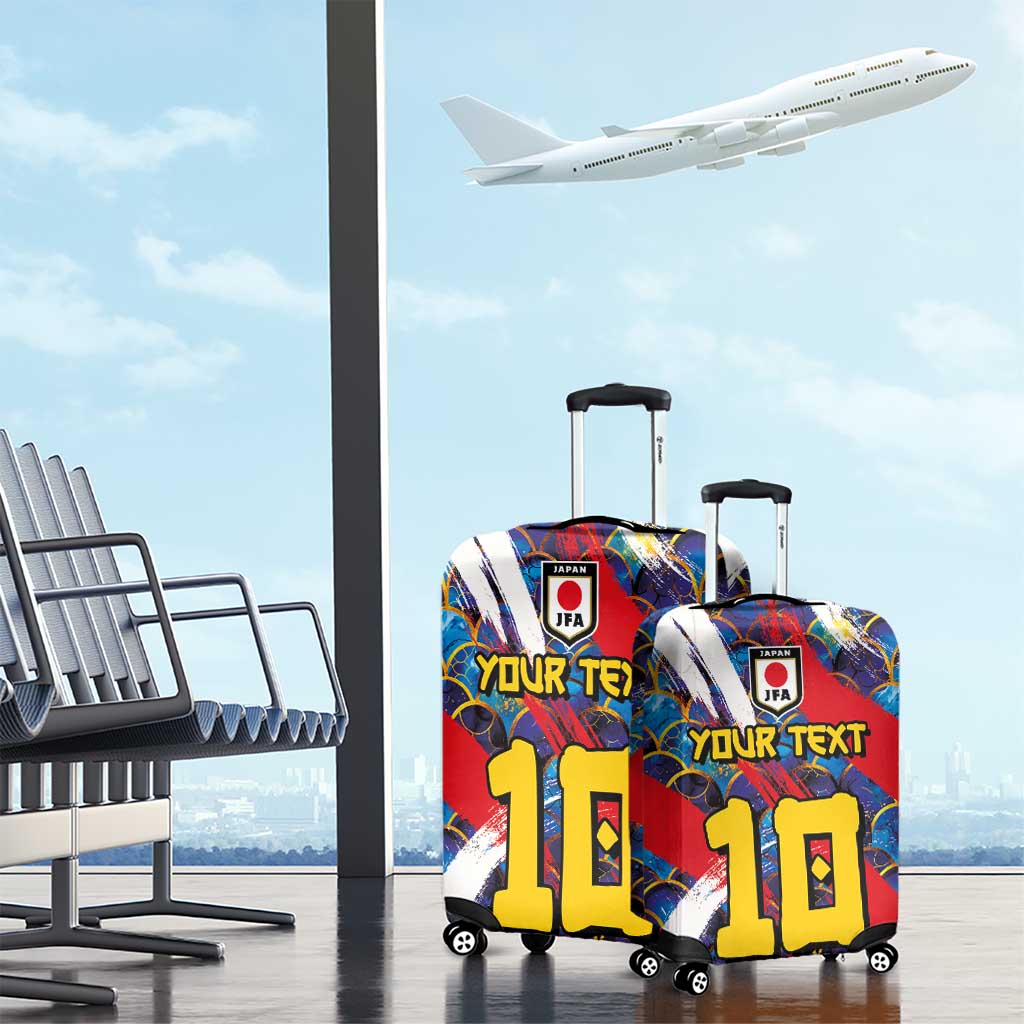 Custom Japan Football Luggage Cover Seigaiha and Brush Style LT03