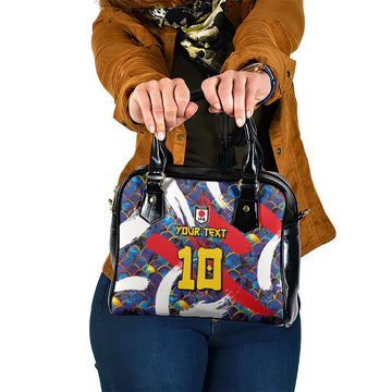 Custom Japan Football Shoulder Handbag Seigaiha and Brush Style LT03