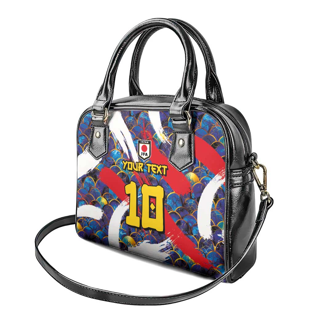 Custom Japan Football Shoulder Handbag Seigaiha and Brush Style LT03