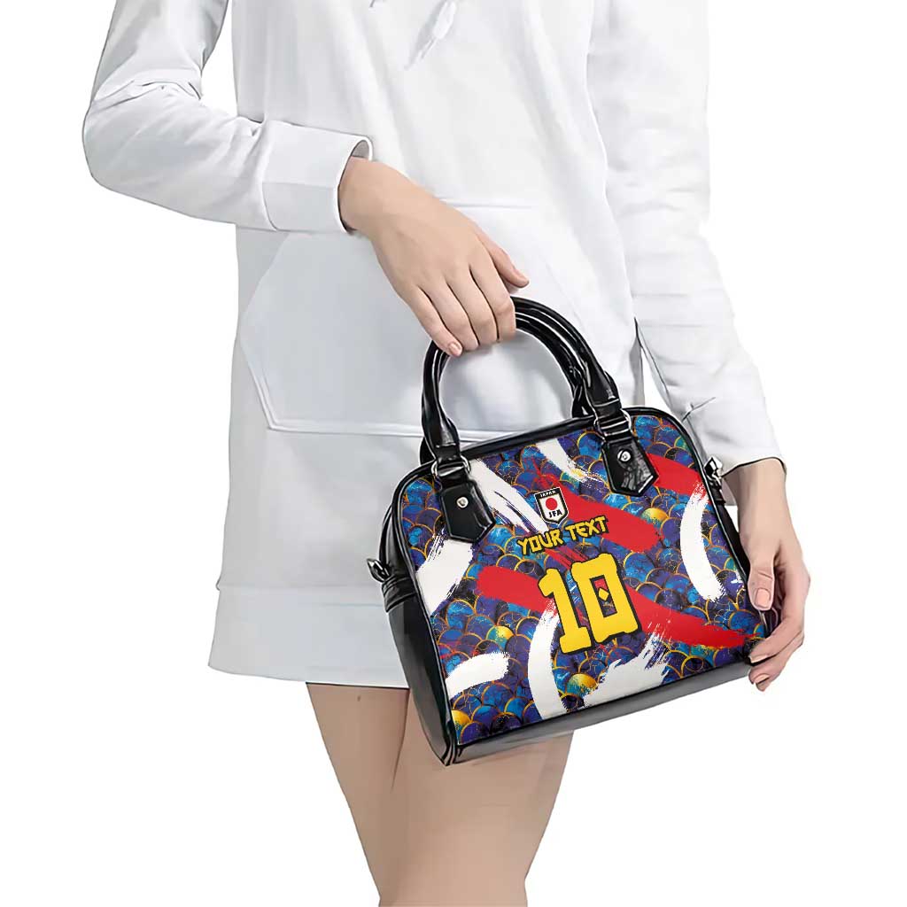 Custom Japan Football Shoulder Handbag Seigaiha and Brush Style LT03