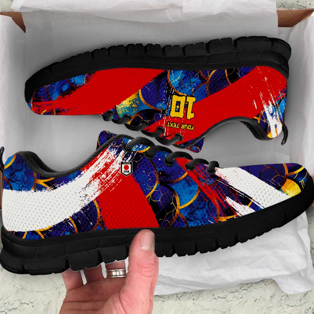 Custom Japan Football Sneakers Seigaiha and Brush Style LT03