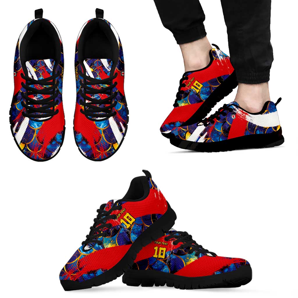 Custom Japan Football Sneakers Seigaiha and Brush Style LT03