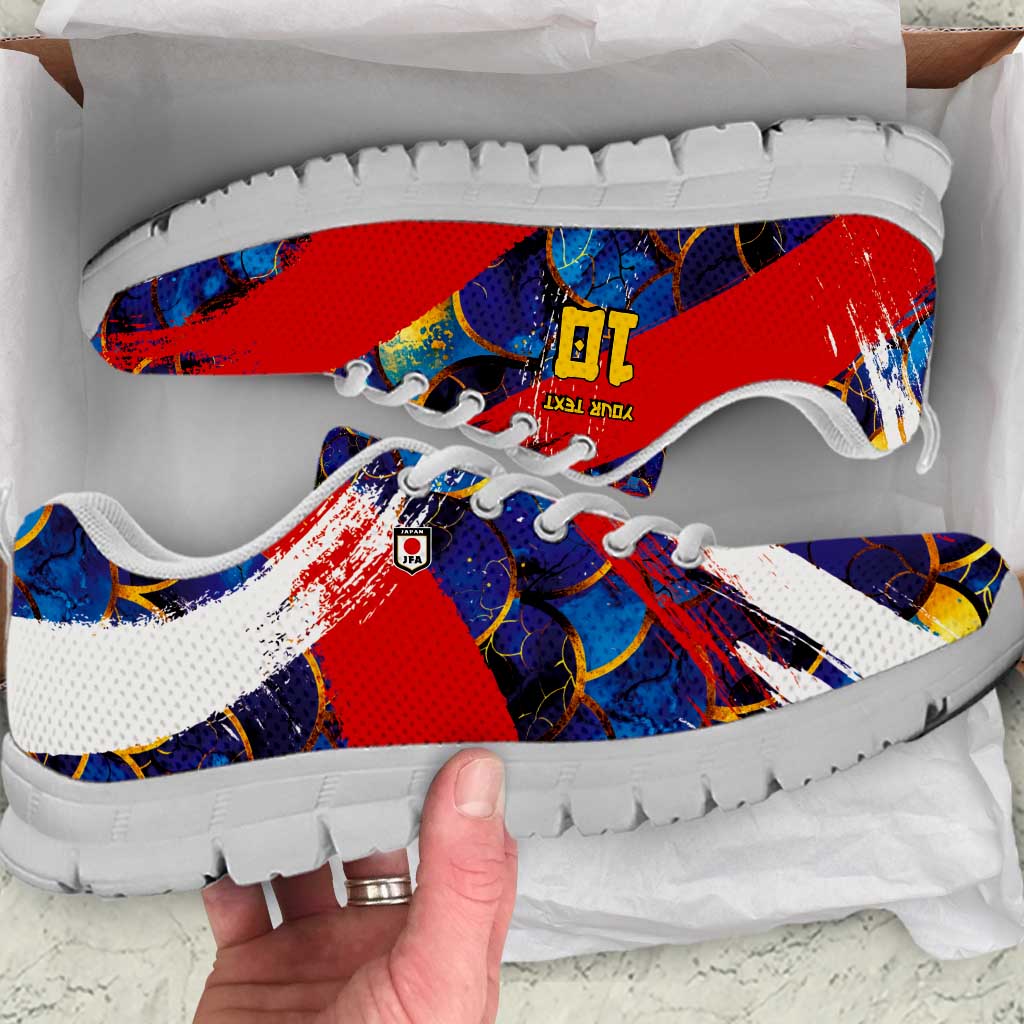 Custom Japan Football Sneakers Seigaiha and Brush Style LT03