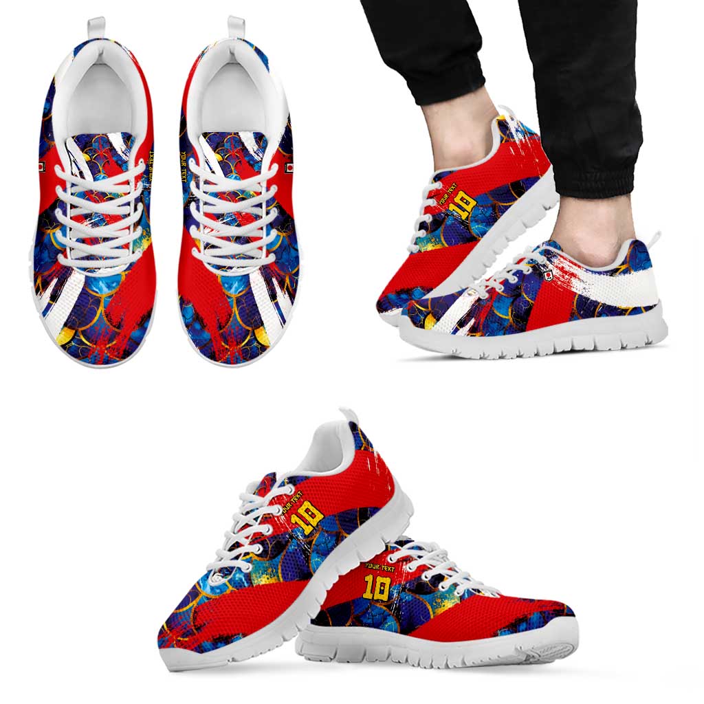Custom Japan Football Sneakers Seigaiha and Brush Style LT03