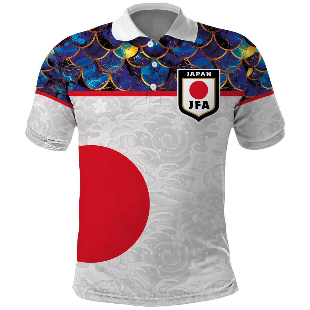Custom Japan Football Polo Shirt Seigaiha and Sun LT03