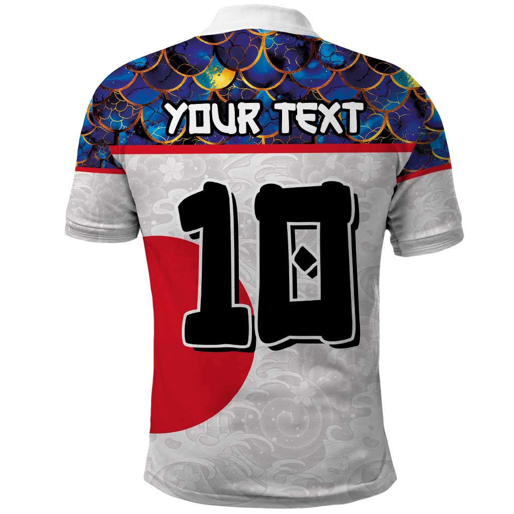 Custom Japan Football Polo Shirt Seigaiha and Sun LT03