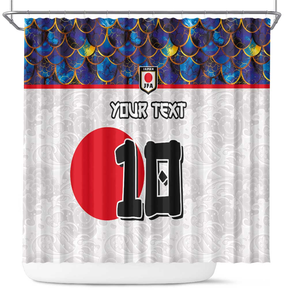 Custom Japan Football Shower Curtain Seigaiha and Sun LT03