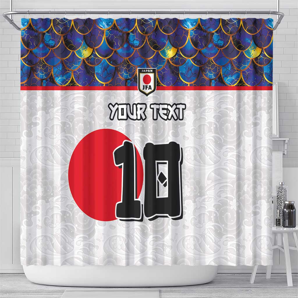 Custom Japan Football Shower Curtain Seigaiha and Sun LT03