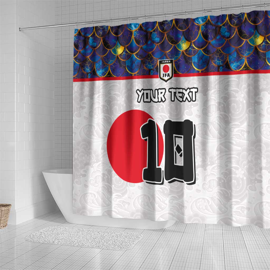 Custom Japan Football Shower Curtain Seigaiha and Sun LT03
