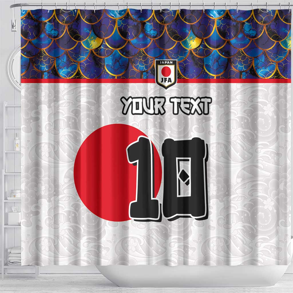 Custom Japan Football Shower Curtain Seigaiha and Sun LT03