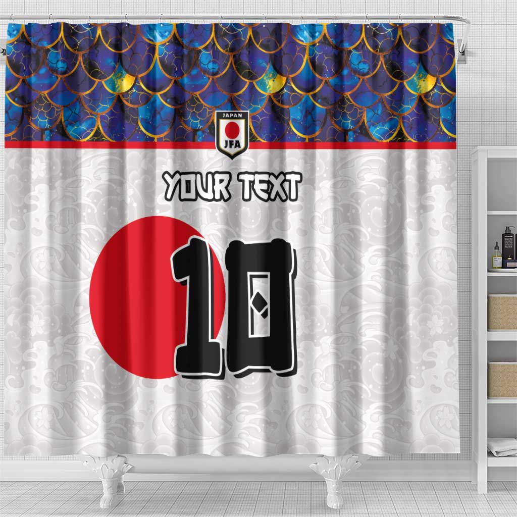 Custom Japan Football Shower Curtain Seigaiha and Sun LT03