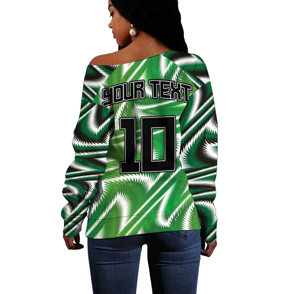 Custom Nigeria Football Off Shoulder Sweater Sporty Super Eagles LT03