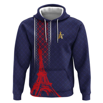 Custom Midnight Navy Football Hoodie Paris Architectural Heritage Style LT03