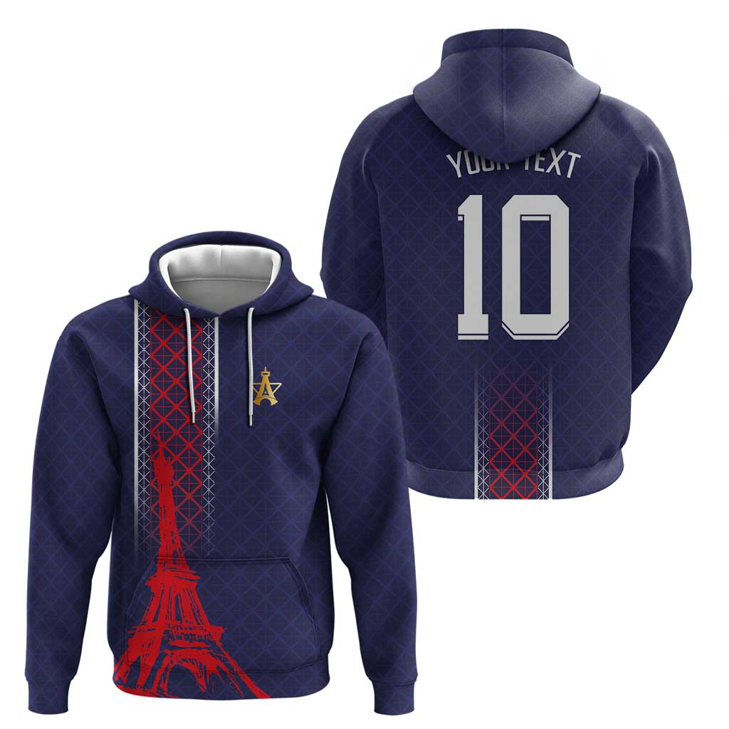 Custom Midnight Navy Football Hoodie Paris Architectural Heritage Style LT03