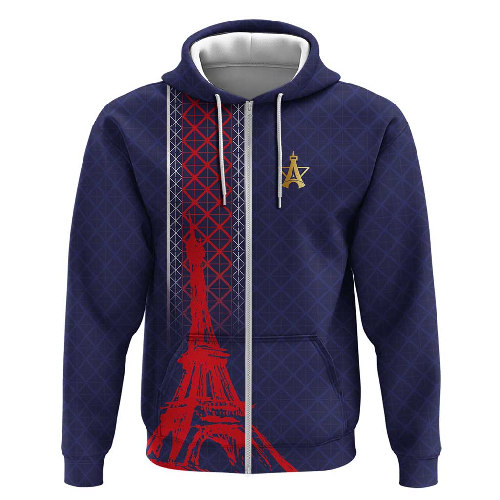 Custom Midnight Navy Football Hoodie Paris Architectural Heritage Style LT03