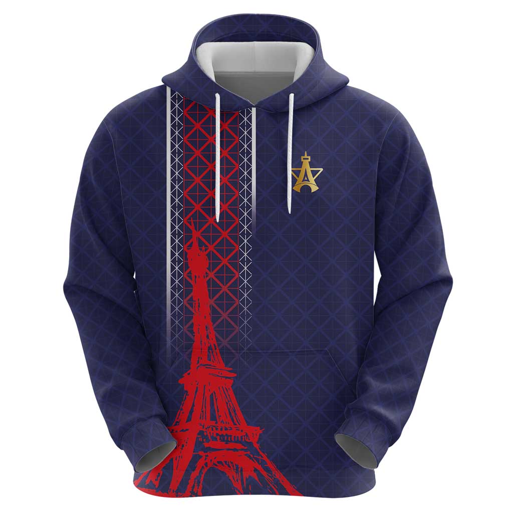 Custom Midnight Navy Football Hoodie Paris Architectural Heritage Style LT03