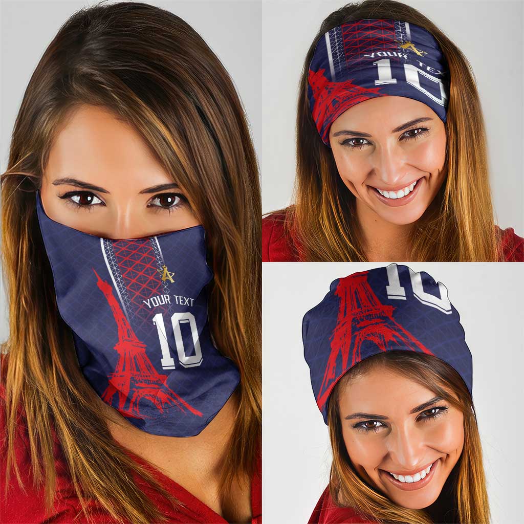 Custom Midnight Navy Football Neck Gaiter Paris Architectural Heritage Style LT03
